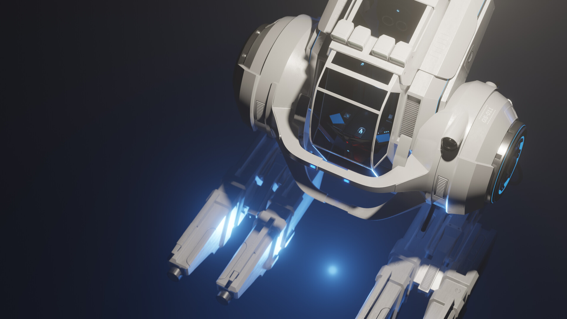Multirole Sci-Fi utility vehicle concept - modular construction - zero-G setup in the preview.
