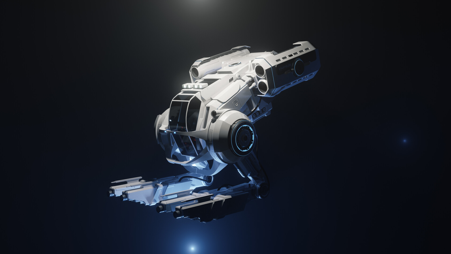 Multirole Sci-Fi utility vehicle concept - modular construction - zero-G setup in the preview.